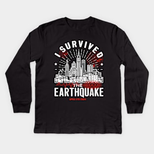 I survived the NYC Earthquake - April 5th, 2024 Kids Long Sleeve T-Shirt